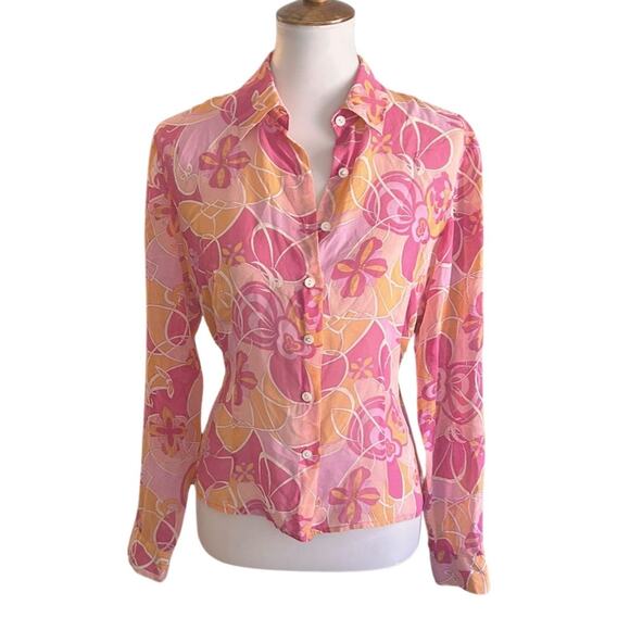 Vintage Silk Blouse – Bold Retro Print, Long Sleeve, Size 12 (Fits M) - Picture 1 of 8